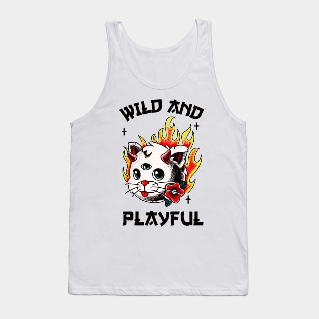 WAP Wild Cool Biker Cat Purring And Playful Evil Wittle Fireball of Furry Fury Art Tank Top by TeachUrb